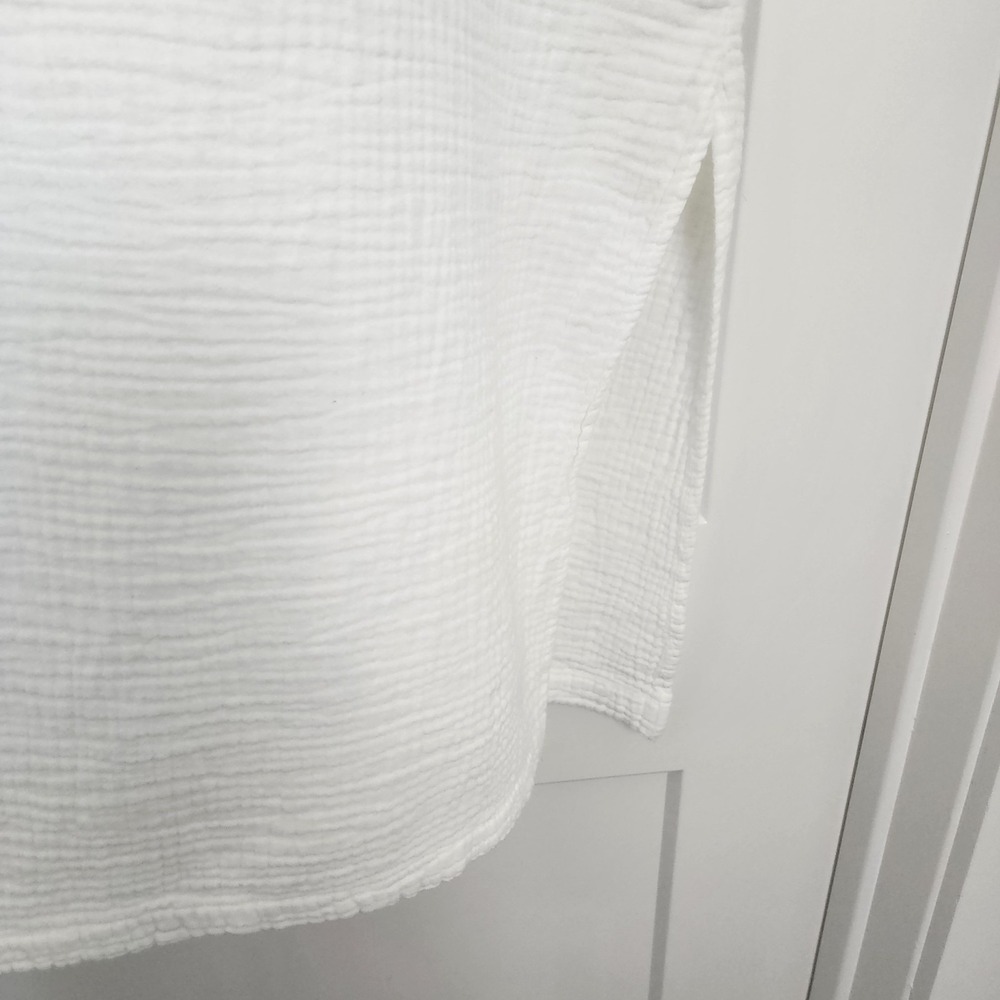 Honest Cotton White Double Gauze Tunic Dress OS Lagenlook Coastal Minimalist - Picture 4 of 16
